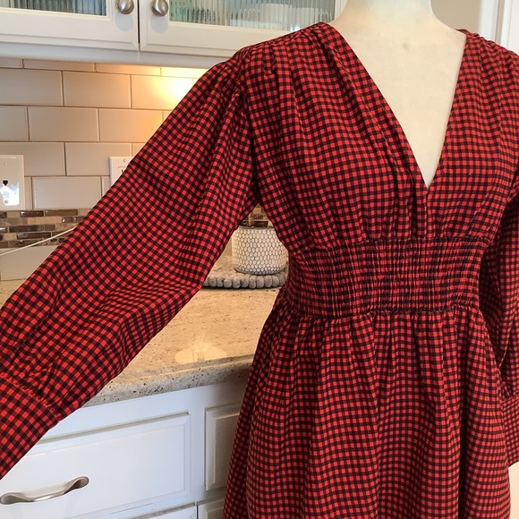 First Love Plaid Check Midi/Maxi Dress Size Small Red & Black - Picture 3 of 10